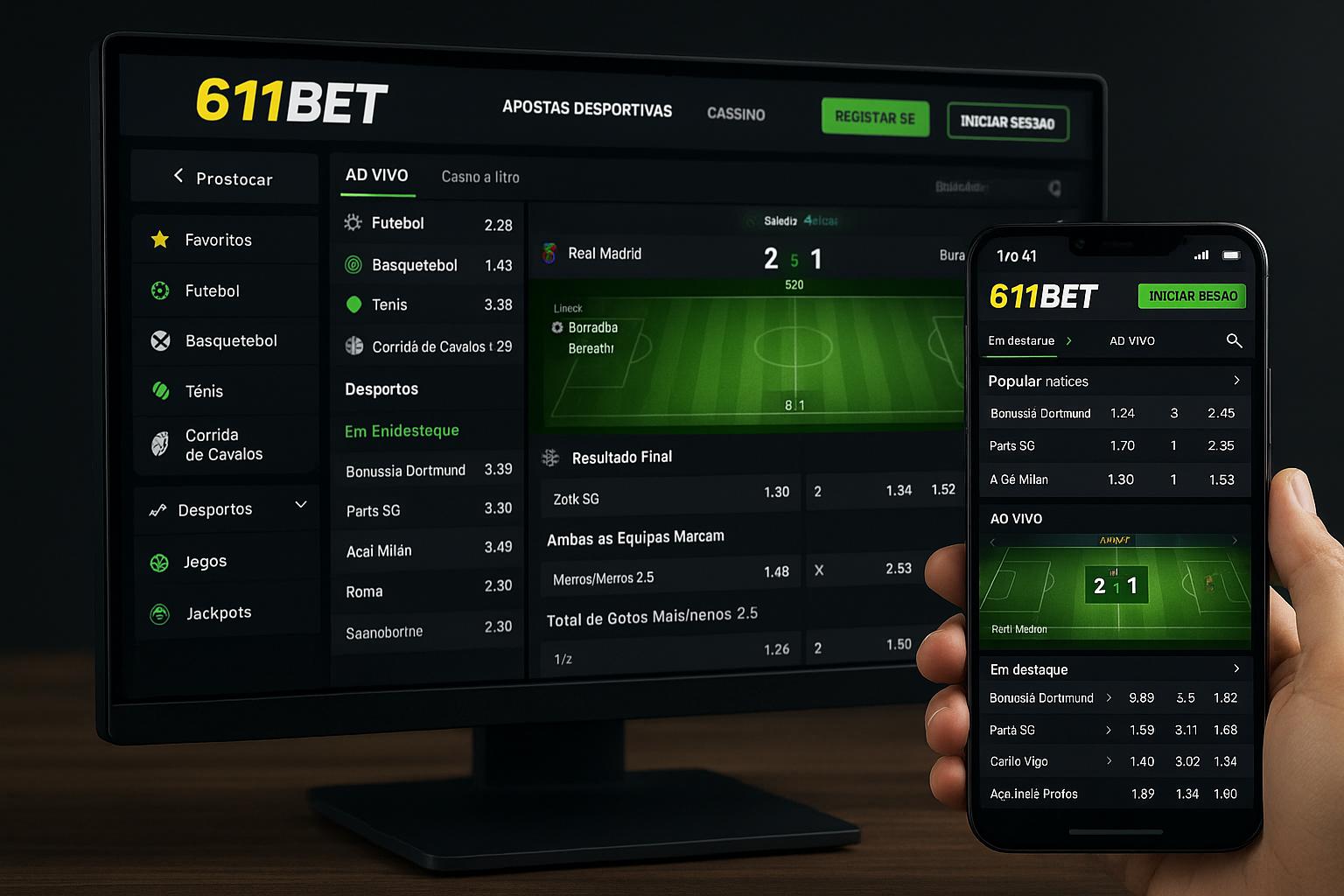 Apostas esportivas no cassino online 611BET