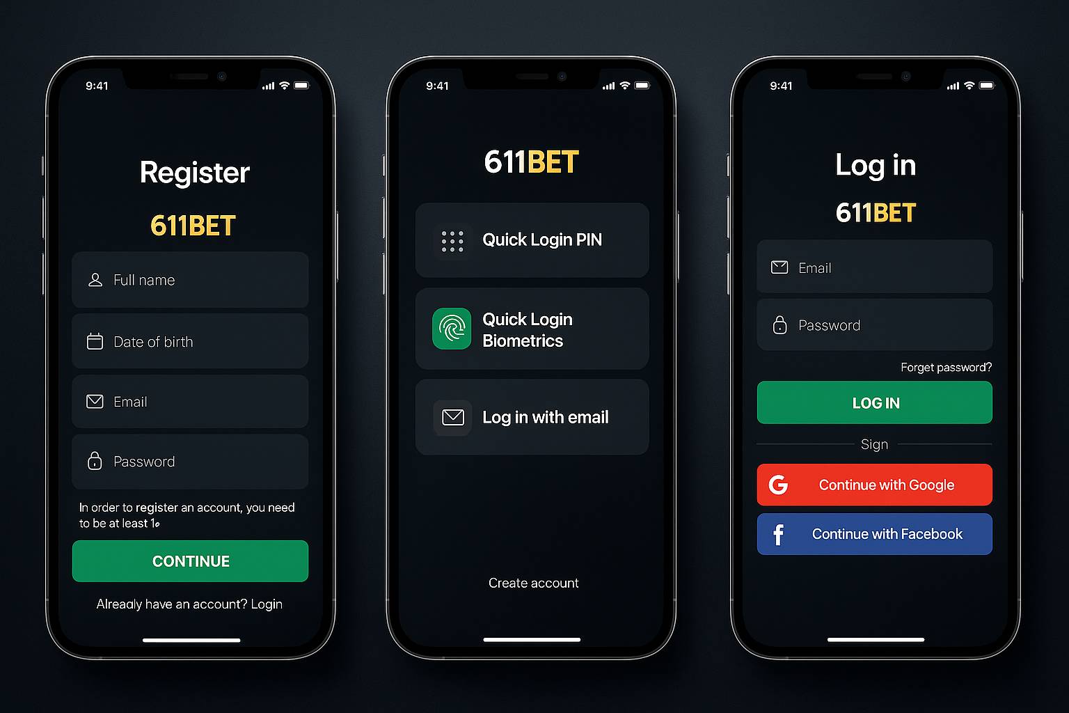 Criar uma nova Conta no plataforma 611BET